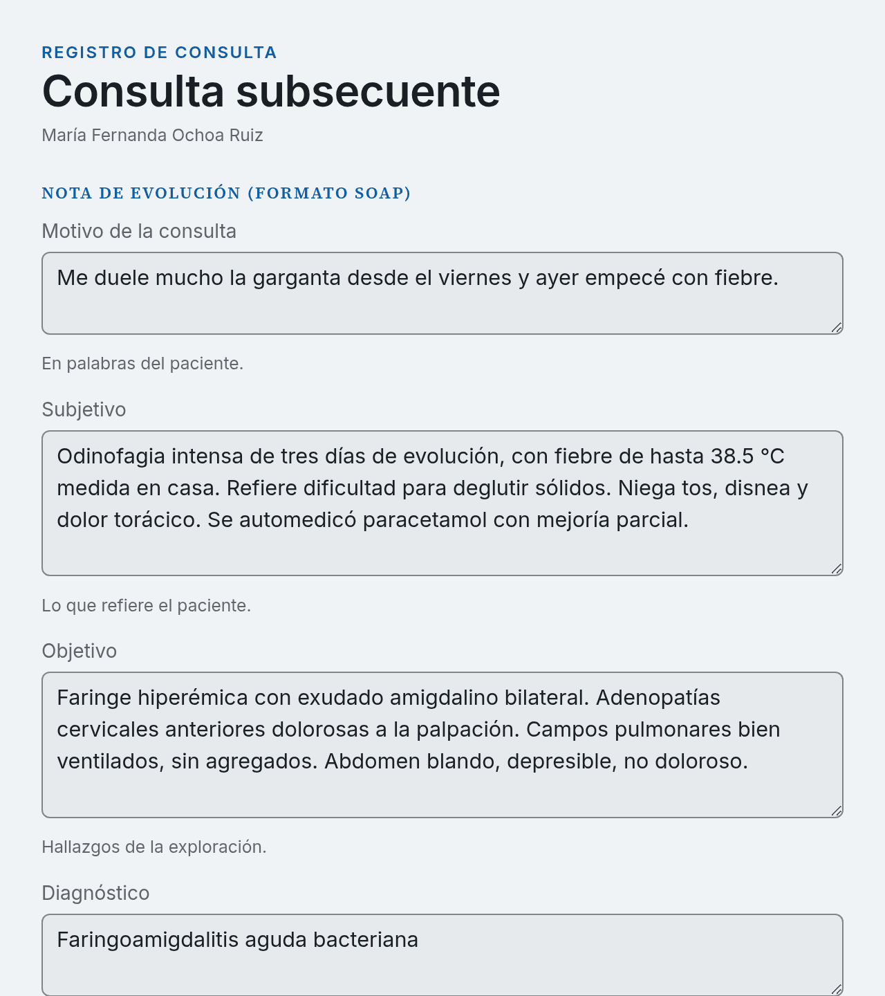Expediente de la consulta con la información ya clasificada y lista.